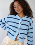 Fiona Cardigan - Ice Blue Stripe
