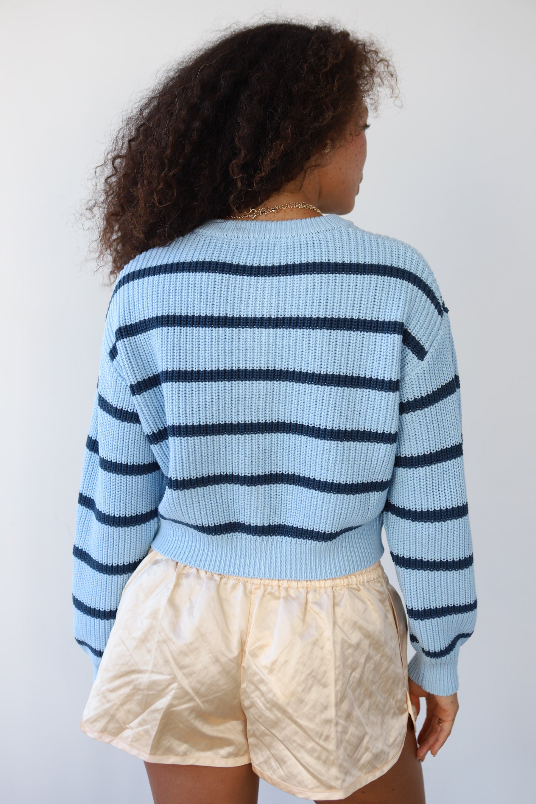 Fiona Cardigan - Ice Blue Stripe