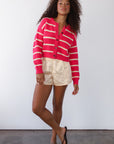 Fiona Cardgain - Raspberry Stripe