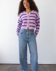 Fiona Cardigan - Lilac Stripe