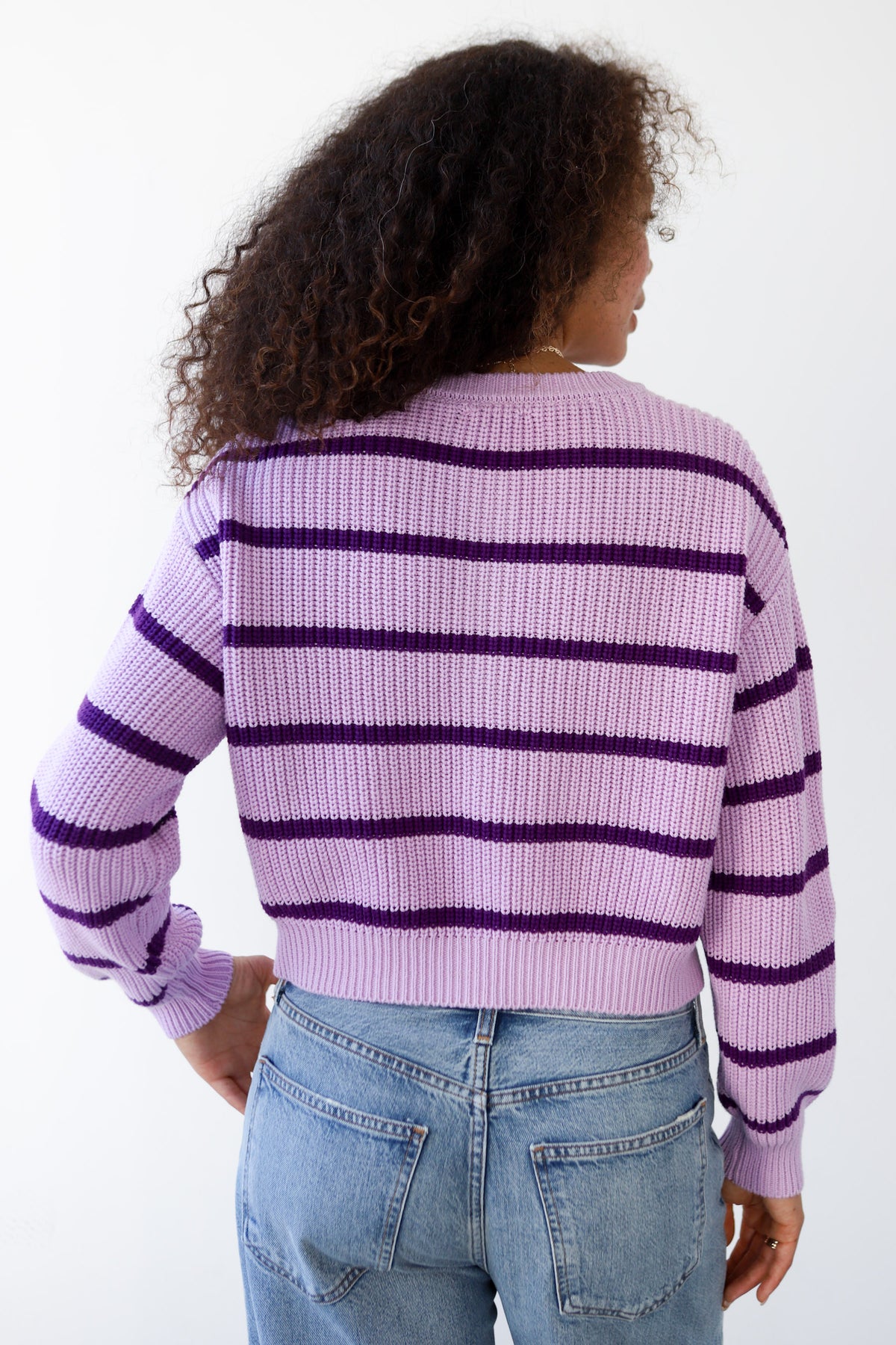 Fiona Cardigan - Lilac Stripe