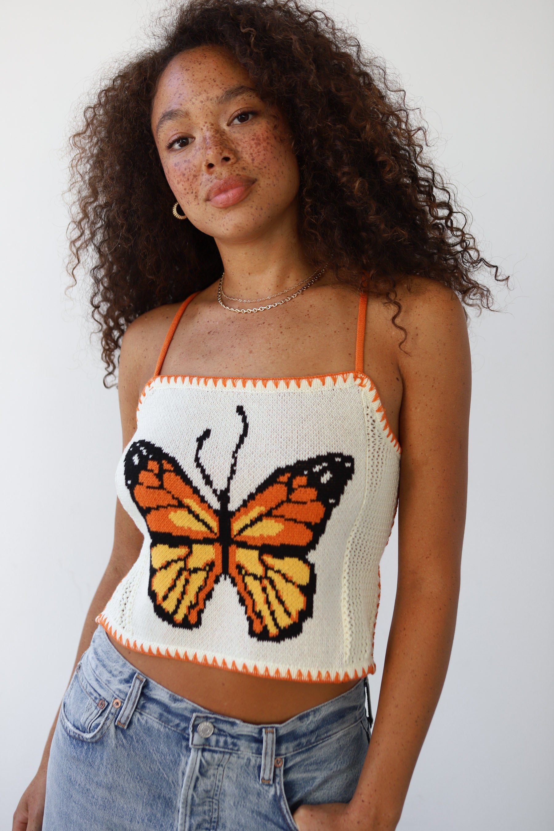 Papillion Crochet Cami - Orange
