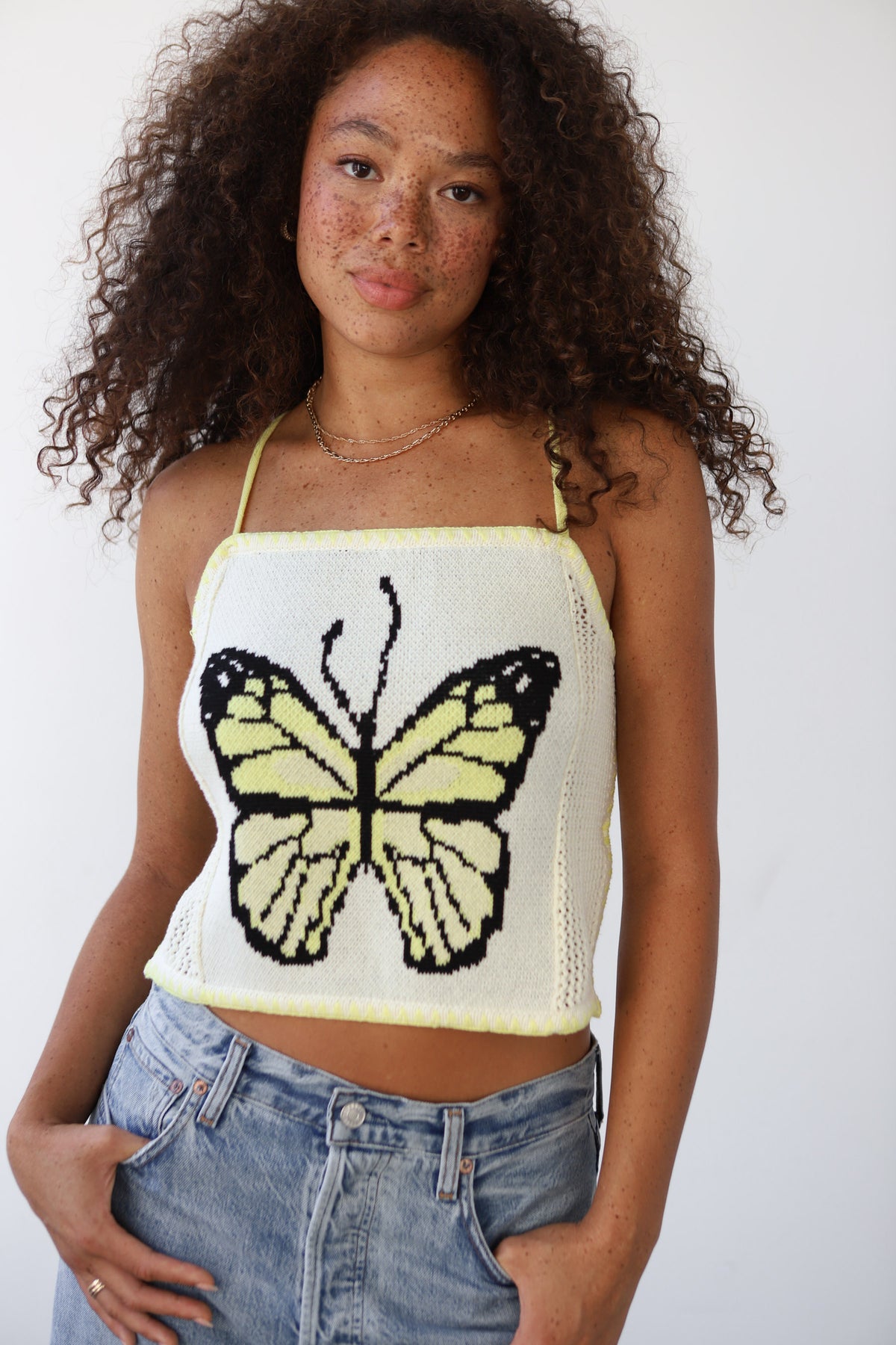 Papillion Crochet Cami - Banana