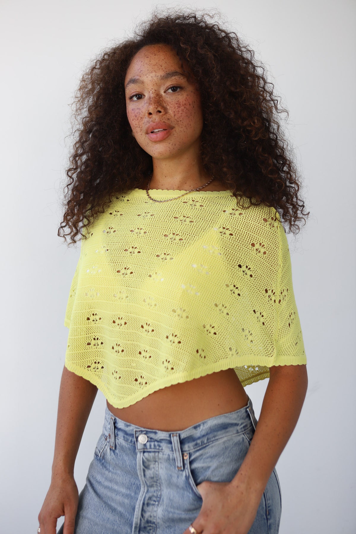 Eden Crochet Poncho - Banana