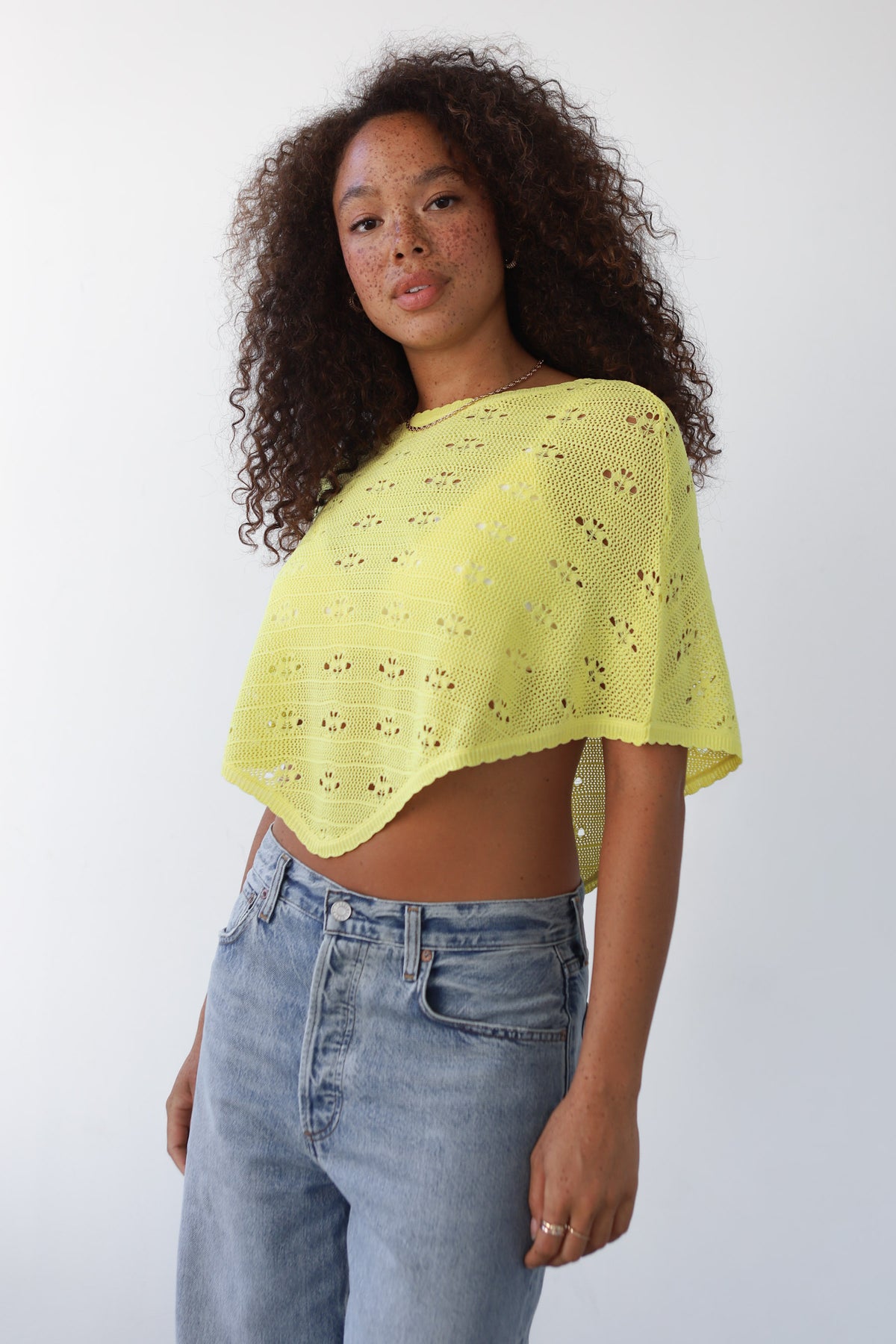 Eden Crochet Poncho - Banana