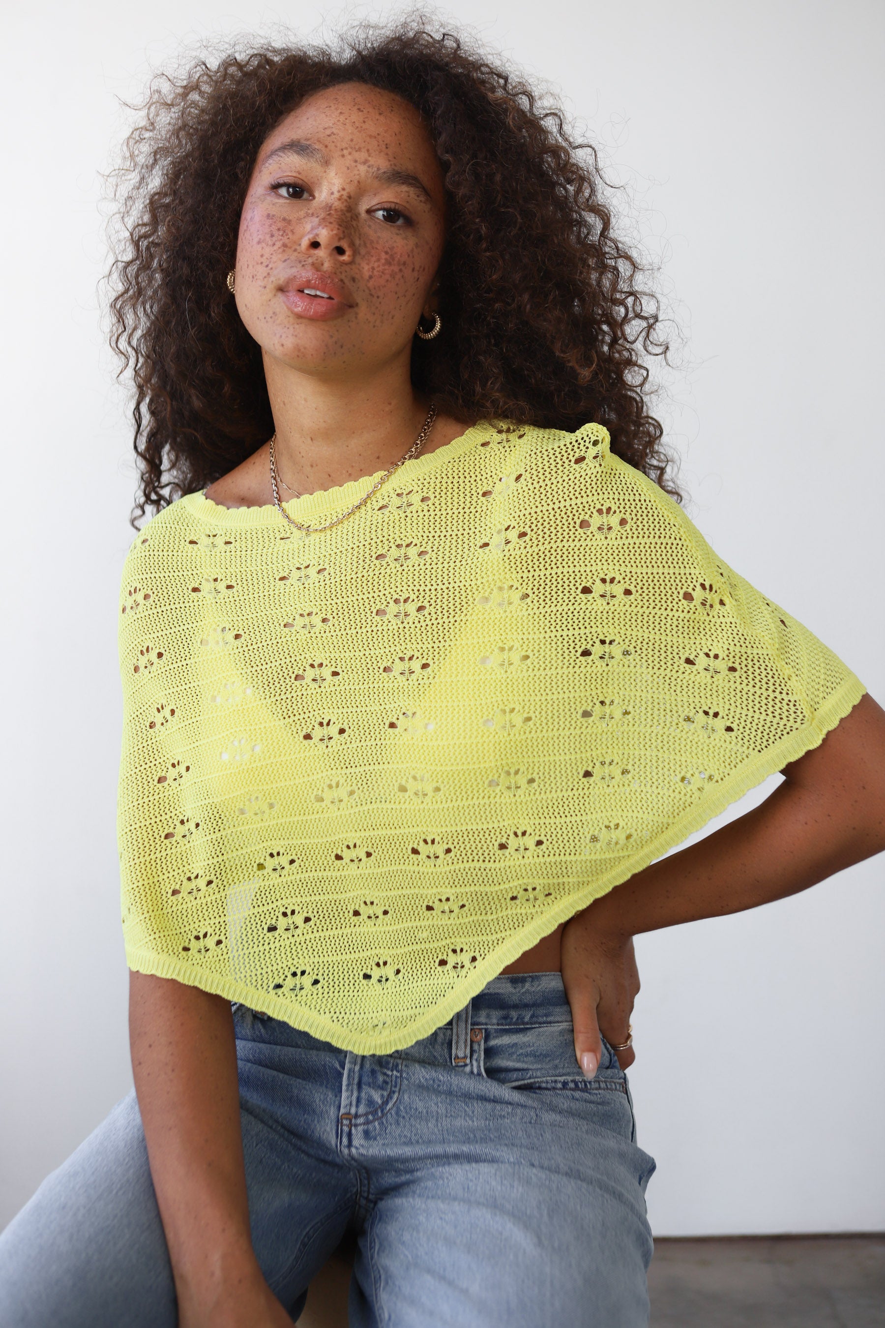 Eden Crochet Poncho - Banana