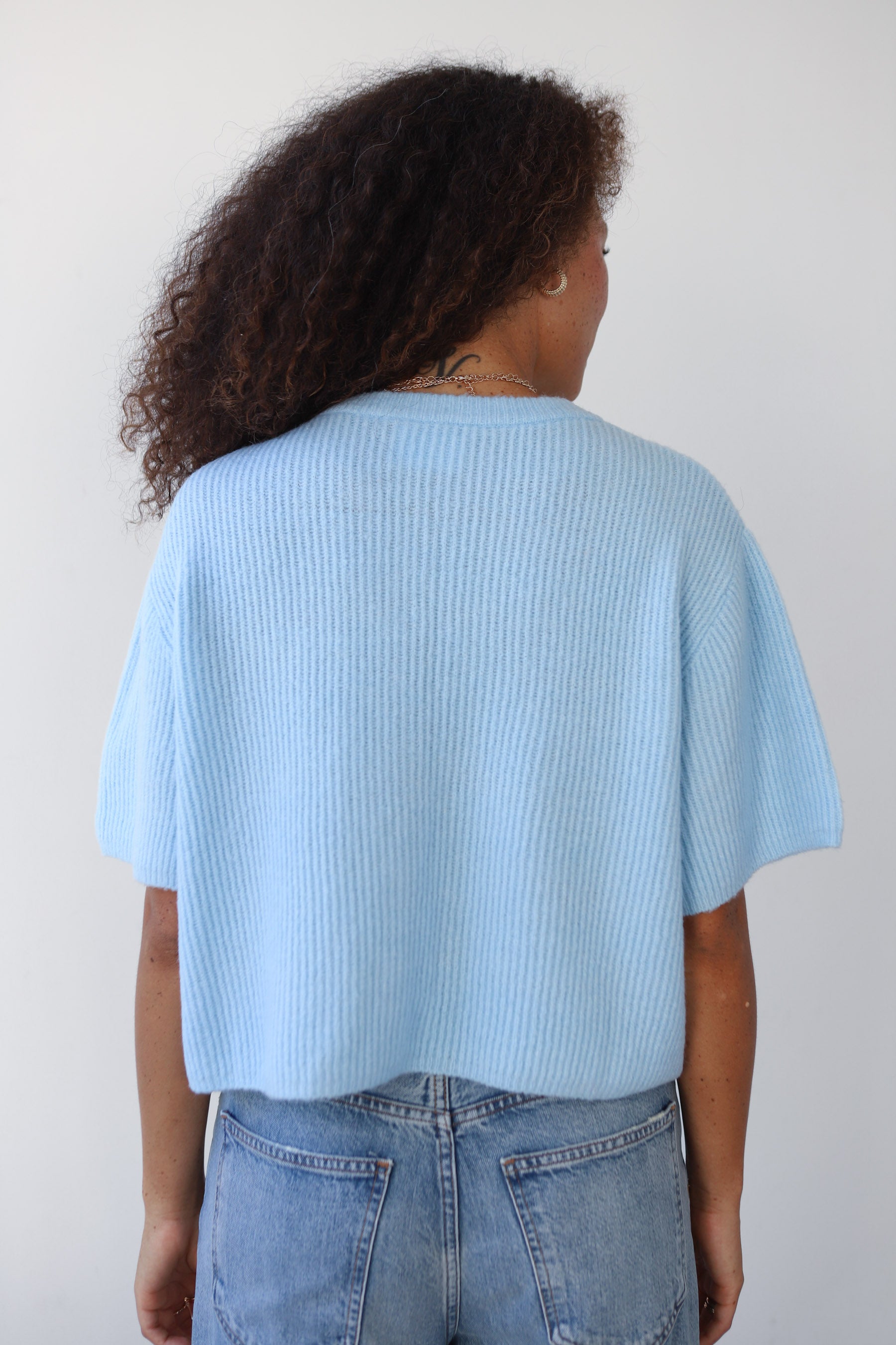 Slate Rib Cardi - Ice Blue