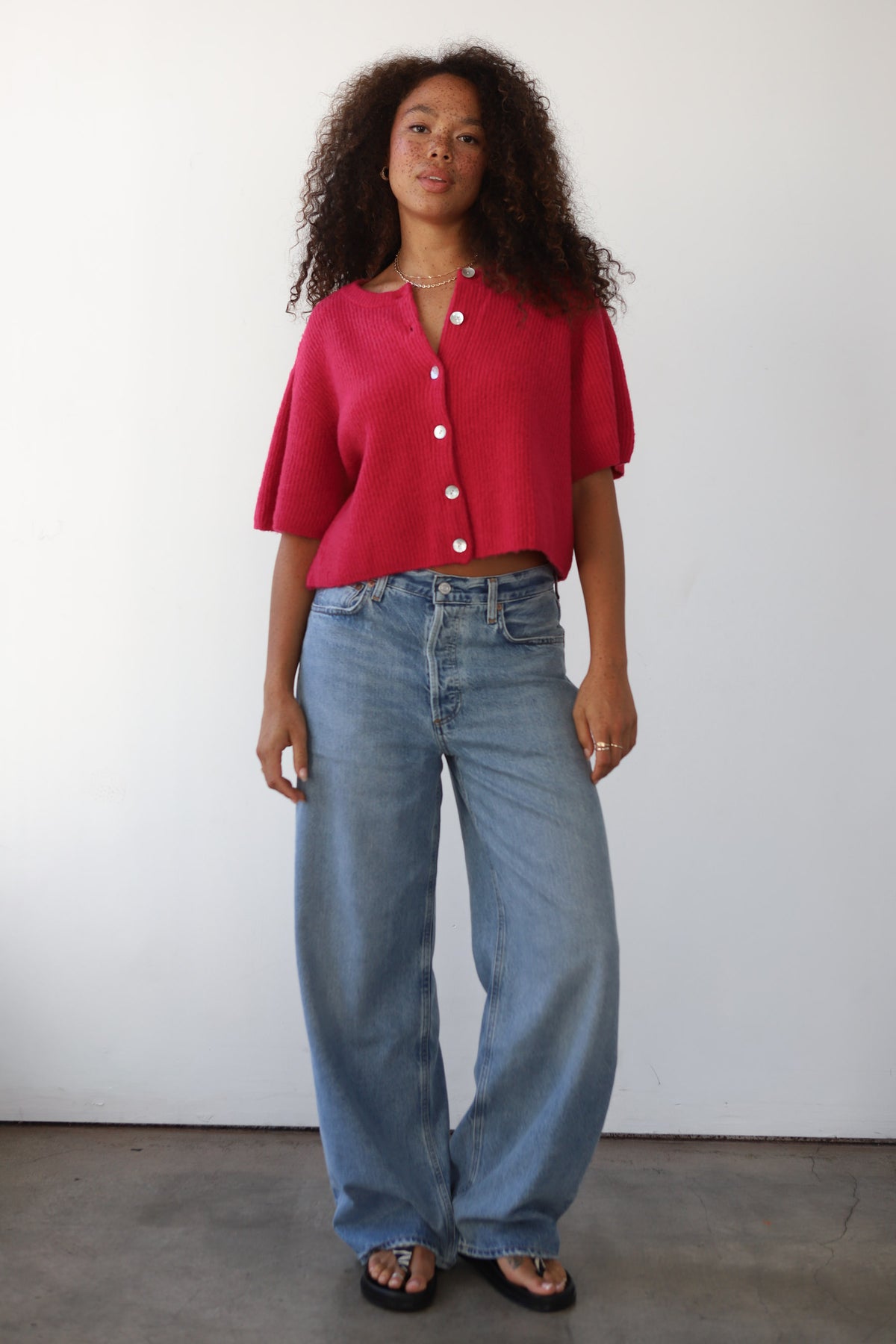 Slate Rib Cardi - Raspberry