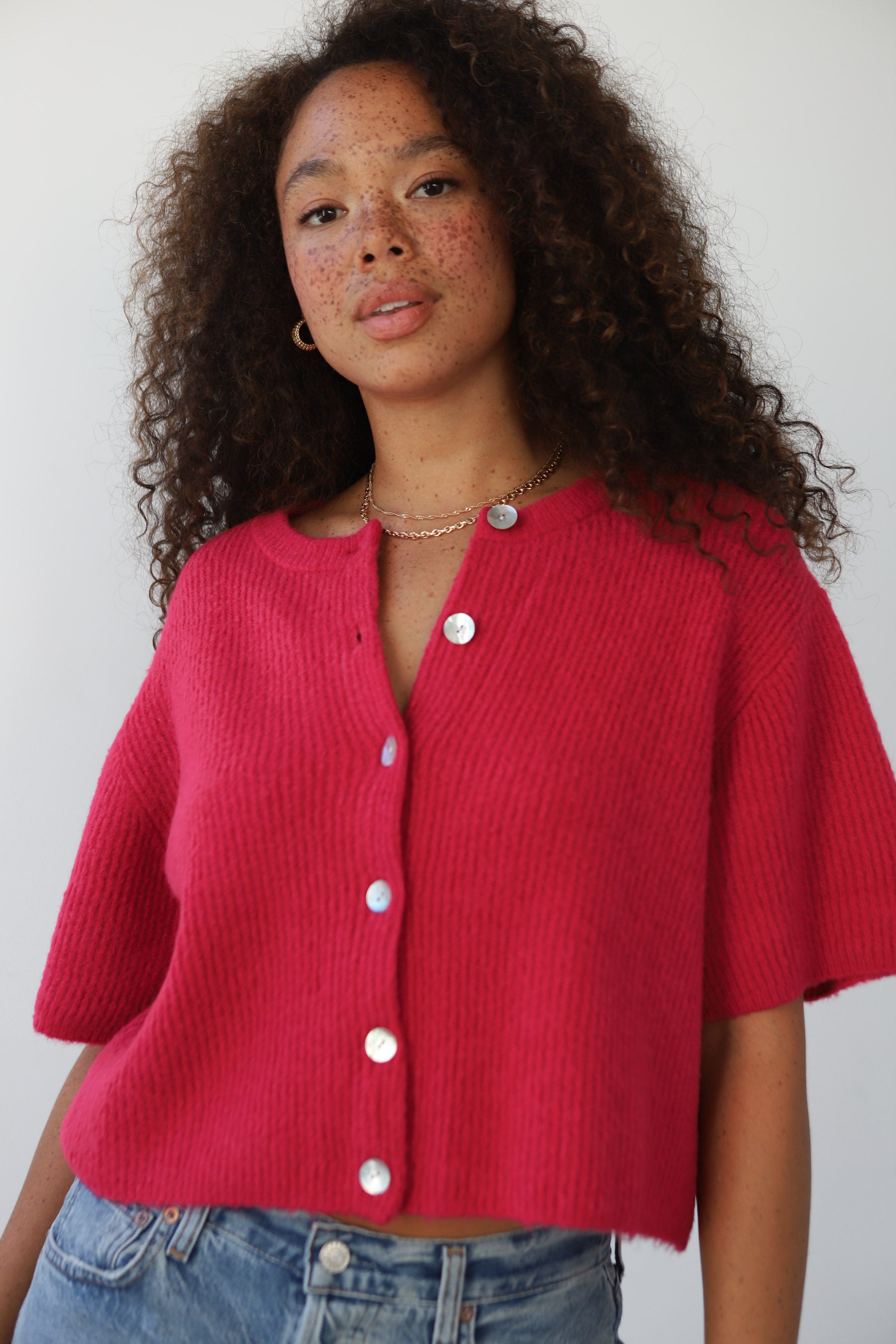 Slate Rib Cardi - Raspberry