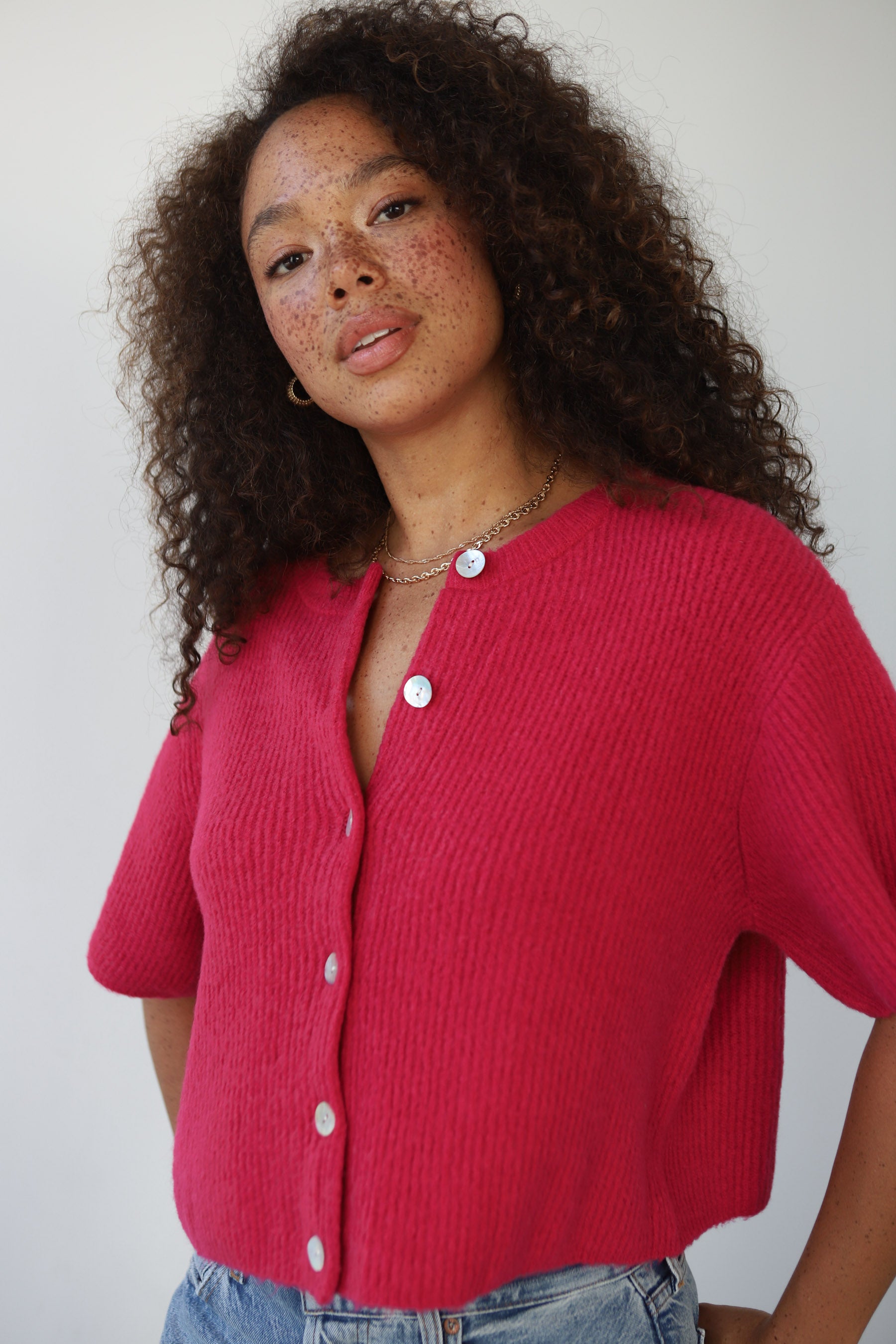 Slate Rib Cardi - Raspberry