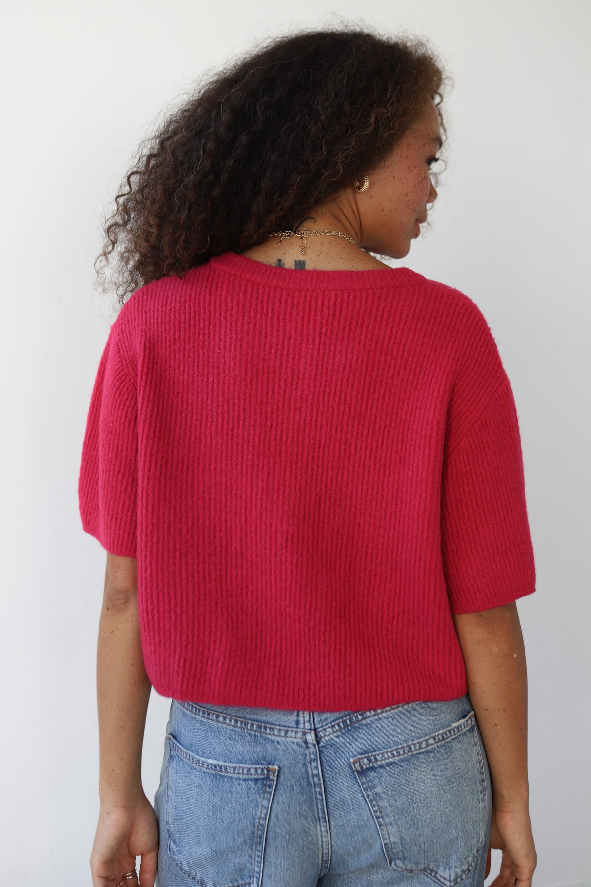 Slate Rib Cardi - Raspberry