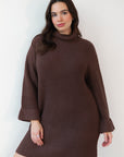 Baggy Turtleneck Mini Dress - Chocolate
