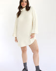 Baggy Turtleneck Mini Dress - Creme