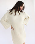 Baggy Turtleneck Mini Dress - Creme