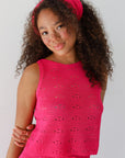 Eden Crochet Headscarf - Raspeberry