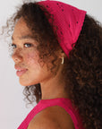 Eden Crochet Headscarf - Raspeberry