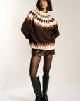 Kathleen Fair Isle Pullover - Chocolate