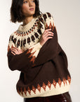 Kathleen Fair Isle Pullover - Chocolate