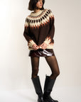 Kathleen Fair Isle Pullover - Chocolate
