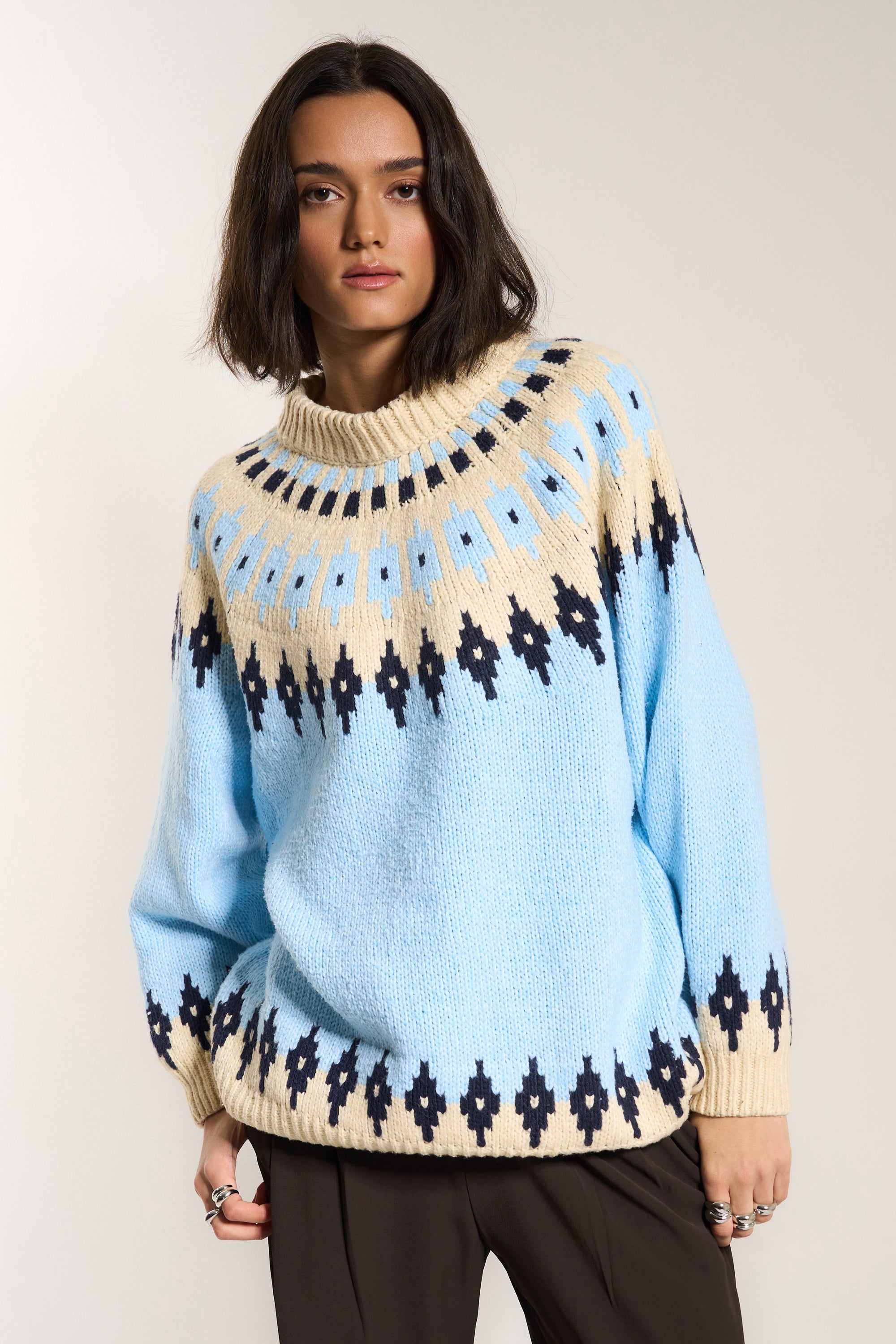 Kathleen Fair Isle Pullover - Sky