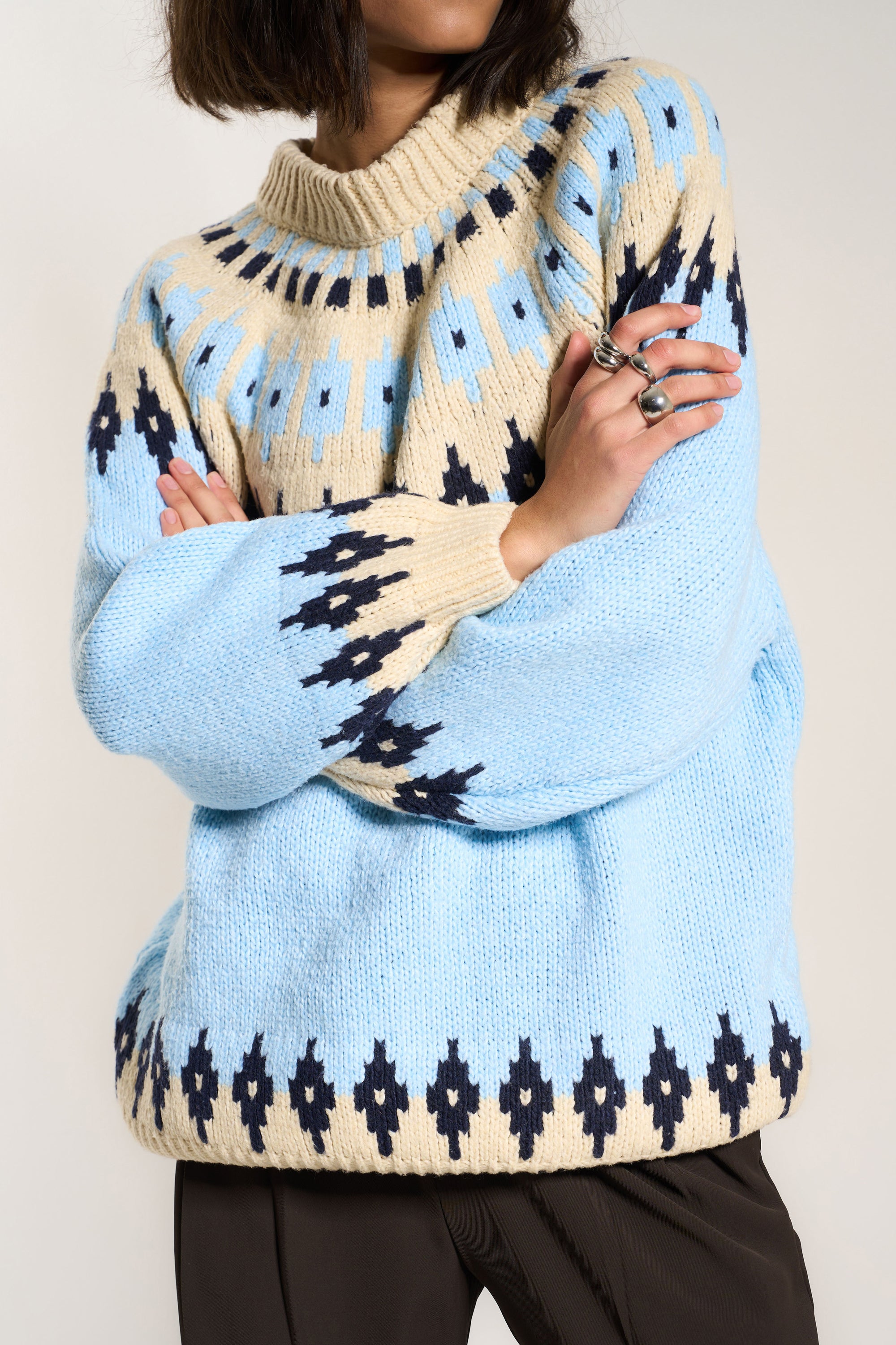 Kathleen Fair Isle Pullover - Sky