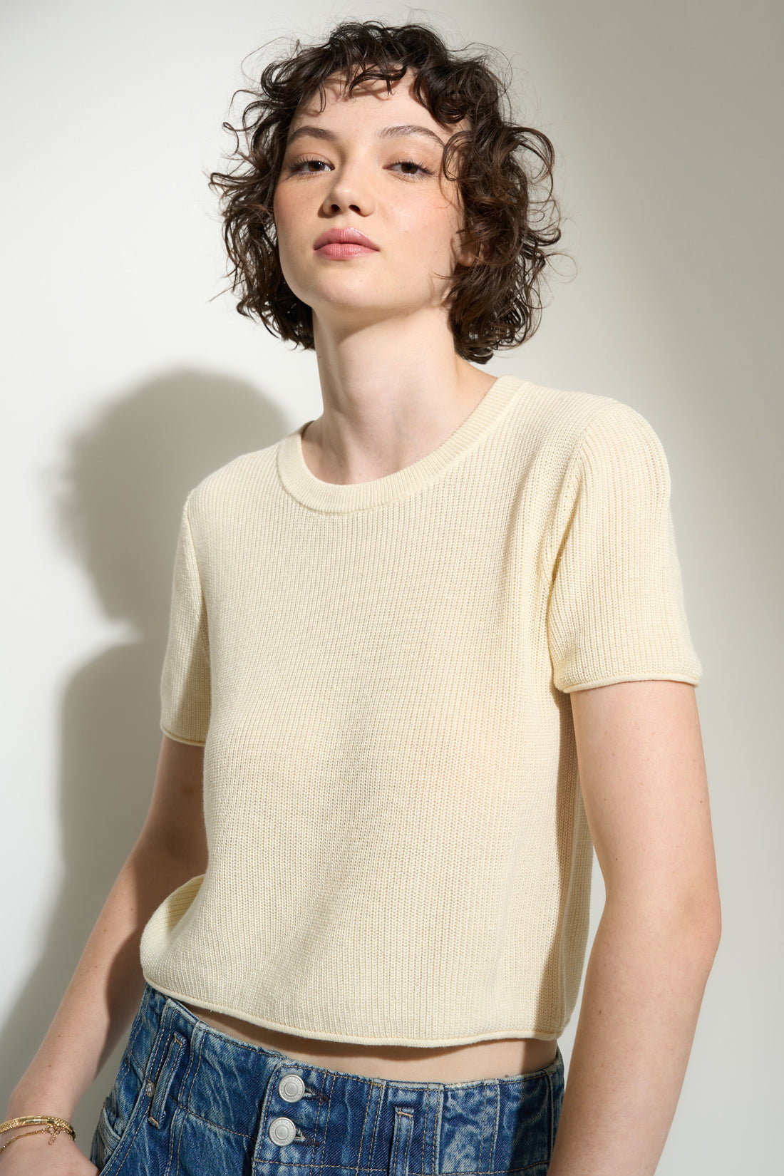 The Knit Tee - Creme