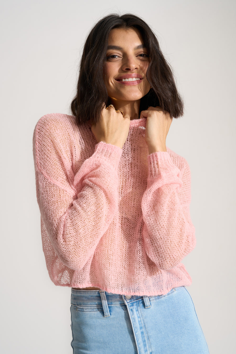 Lina Sheer Pullover - Baby Pink