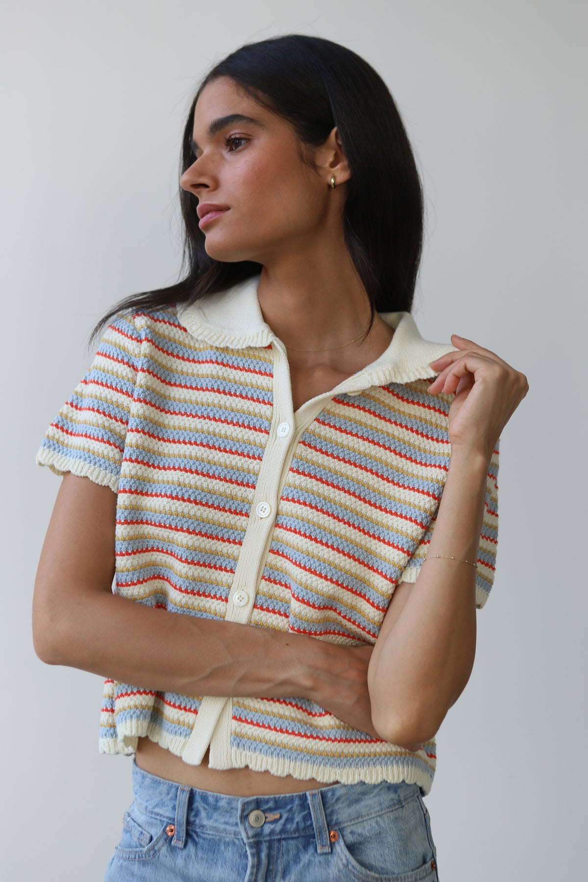 Mai Crochet Polo - Creme – Callahan Knitwear