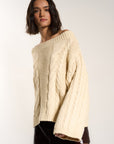 Melanie Cableknit Pullover - Swan