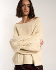 Melanie Cableknit Pullover - Swan