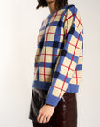 Melody Plaid Crewneck - Navy