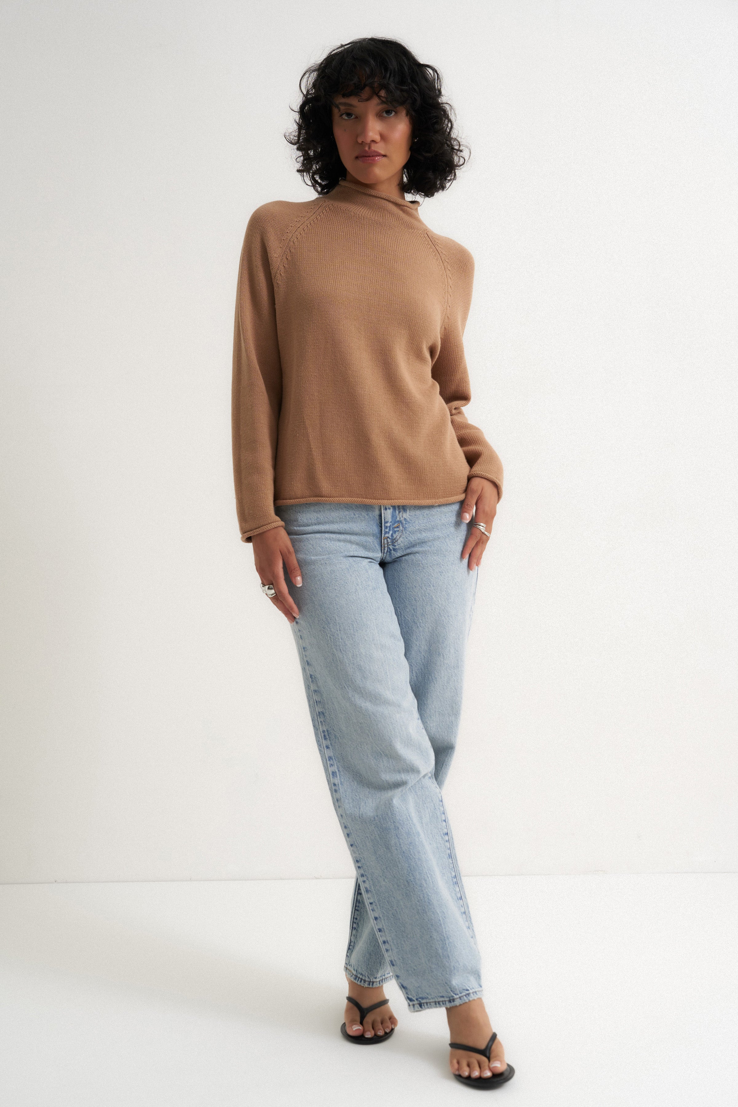 The Mock Neck - Camel – Callahan Knitwear