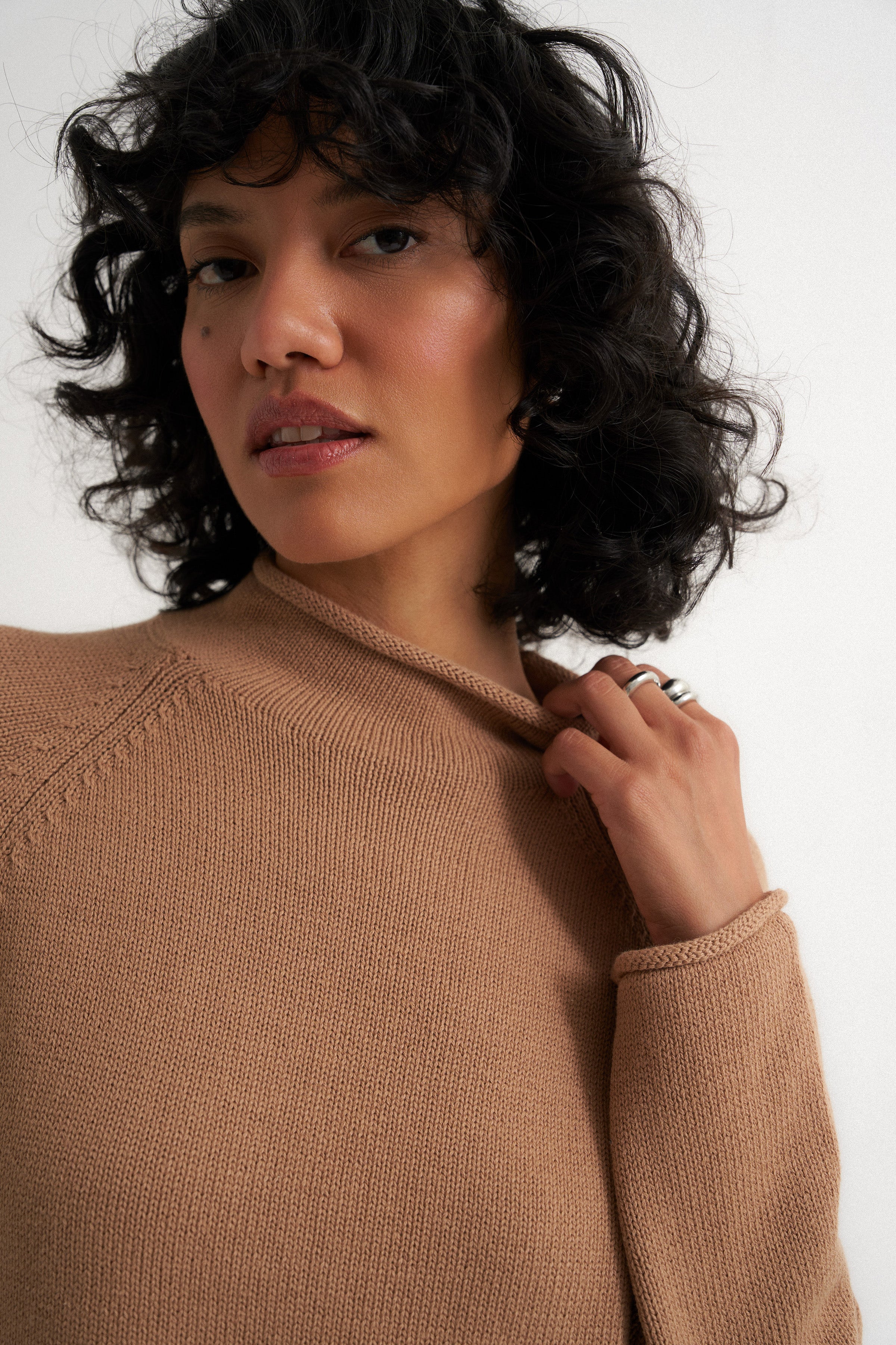 The Mock Neck - Camel – Callahan Knitwear