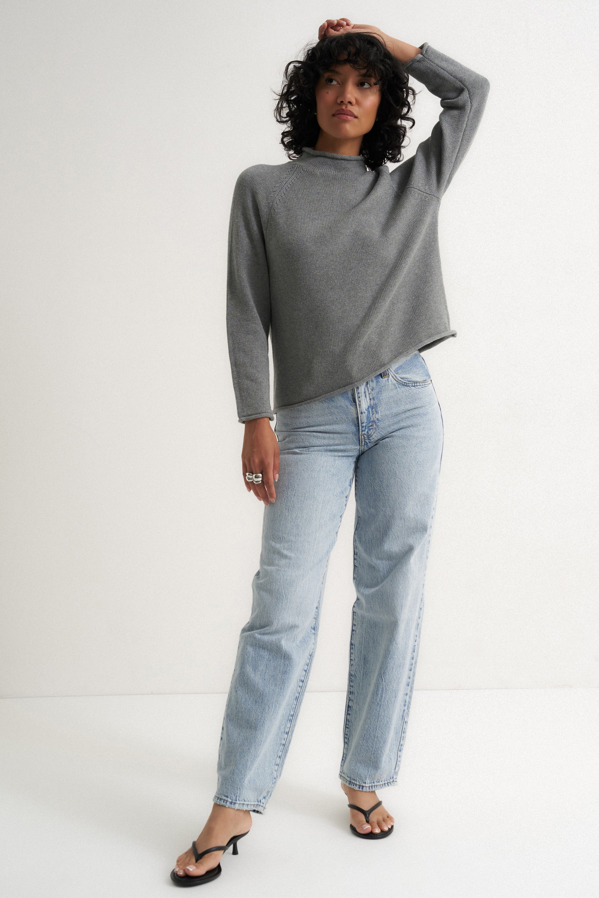 The Mock Neck - Heather Grey – Callahan Knitwear