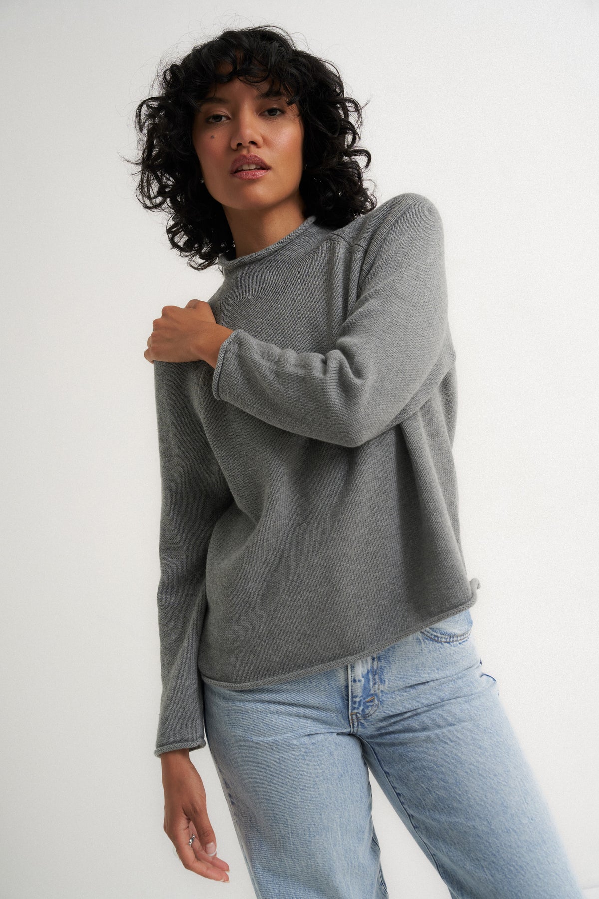 The Mock Neck - Heather Grey – Callahan Knitwear