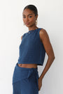 Nerissa Pointelle Tank - Navy