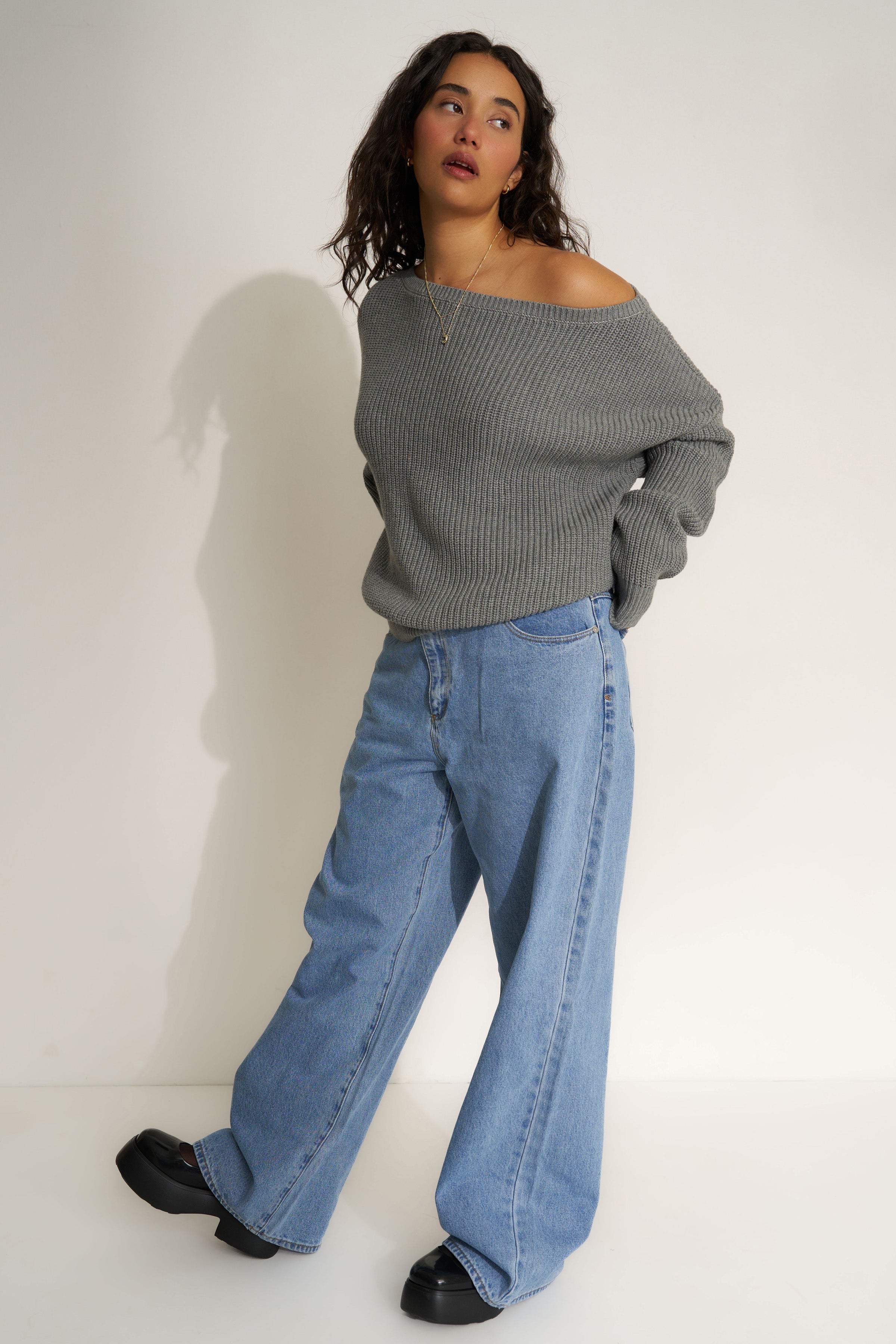 The Off Shoulder - Heather Grey – Callahan Knitwear