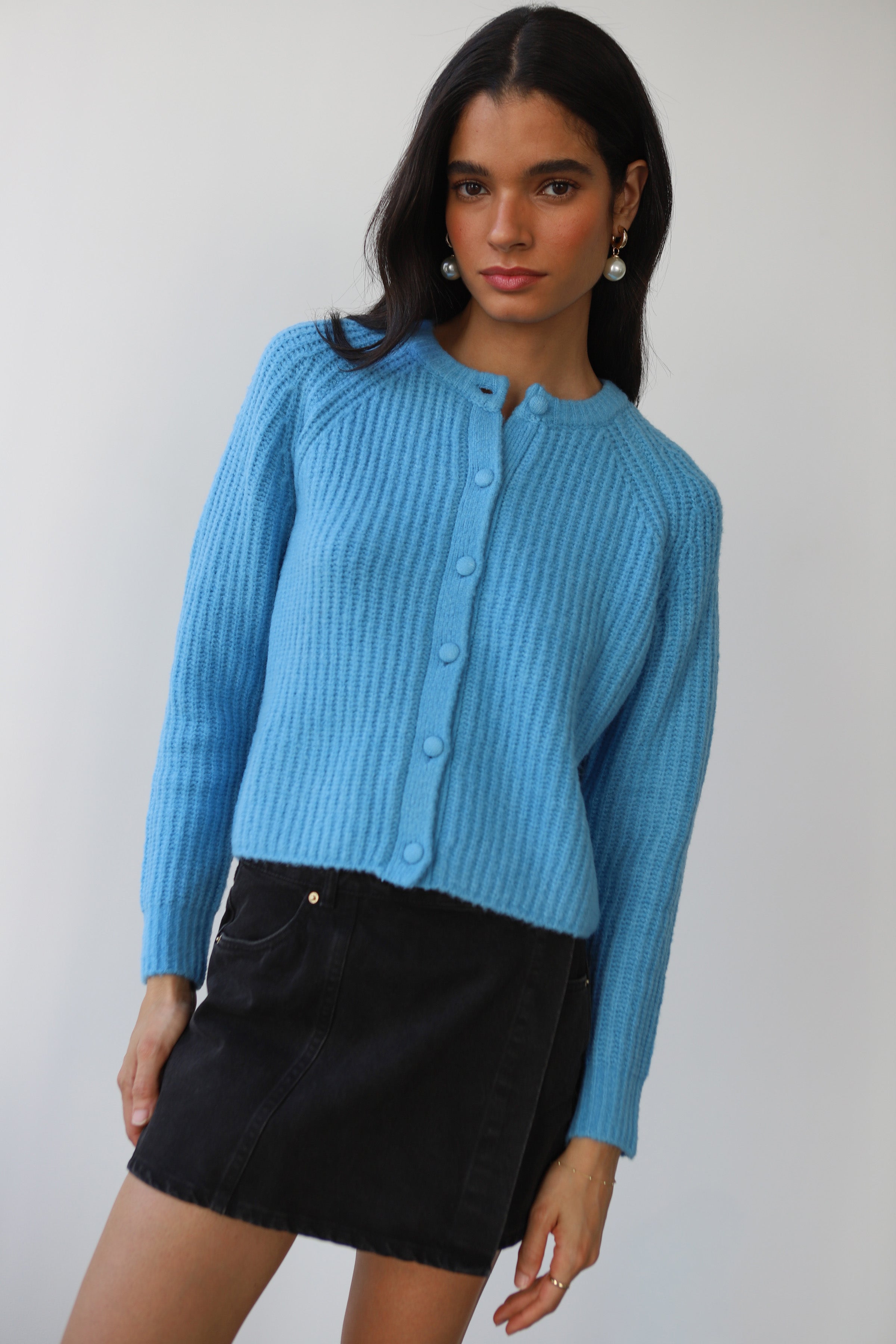 POPPY ポピー　ローゲージカーディガン　ブルー Poppy Cardigan - Capri Blue – Callahan Knitwear