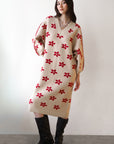 Rhodes V-Neck Midi Dress - Creme