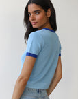 The Ringer Knit Tee - Capri Blue