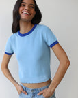 The Ringer Knit Tee - Capri Blue