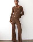 Theresa Ribbed Pant - Chocolate