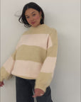 Bellamy Chunky Knit Pullover - Pink Stripe